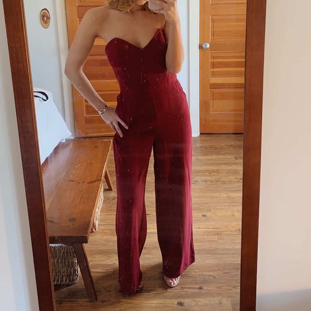 Maroon Anthropologie Jumpsuit